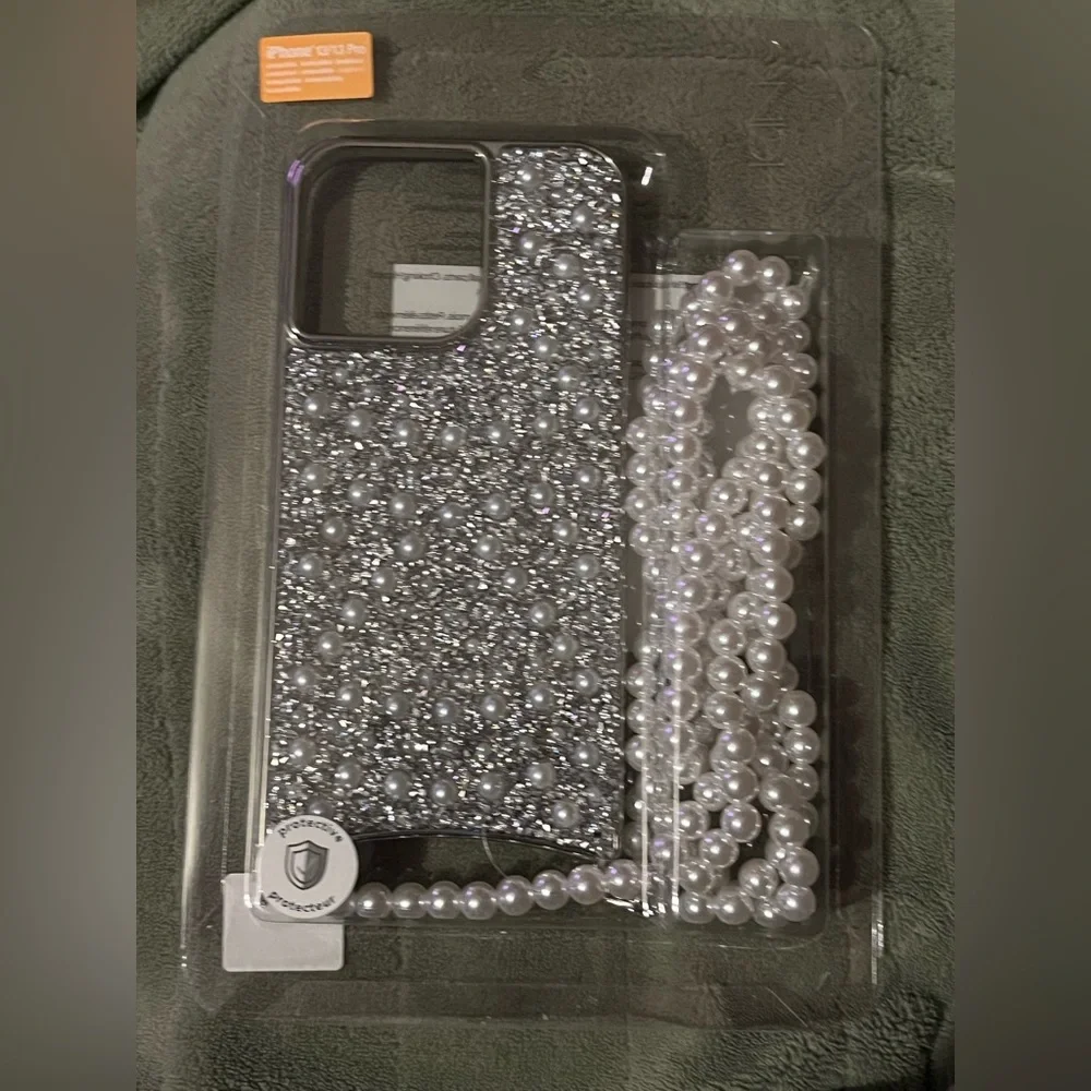 PEARL & CRYSTAL PHONE CASE WITH STRAP - FITS IPHONE® 13 or 13 PRO